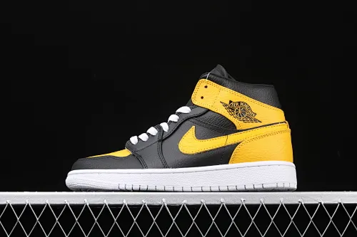 All categories Air Jordan Jordan series basketball shoes Air Jordan 1 Mid Air Jordan 1 Mid OG AJ1 Joe 1 black and yellow Yin Yang top layer mid-top basketball shoes CJ9219-700